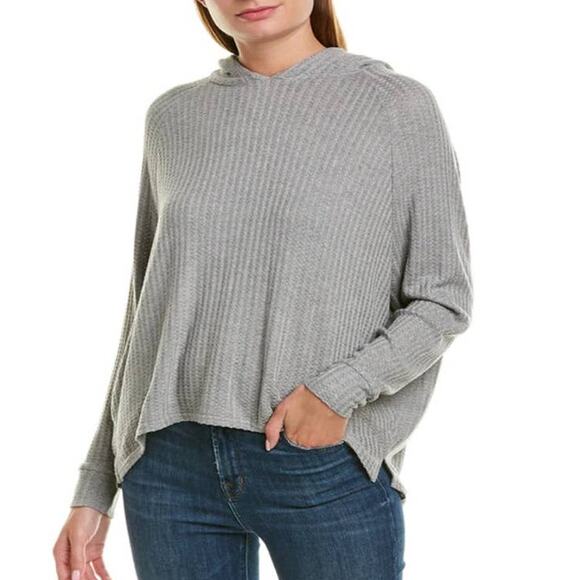 Chaser Gray and Silver Waffle Weave Dolman Sleeve Thermal High-Low Top - M - Picture 1 of 7